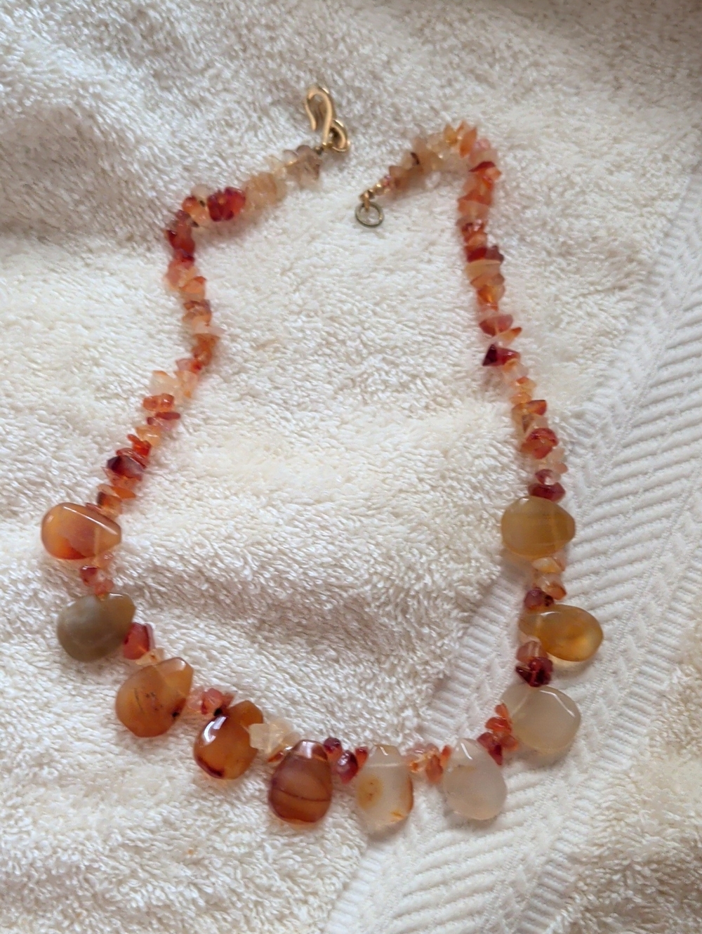 Handcrafted Amber Carnelian Chip Necklace in Orange